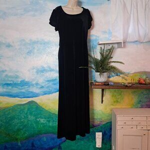 J.R. Nites size 14 jet black beaded velvet long dress, LIKE NEW condition